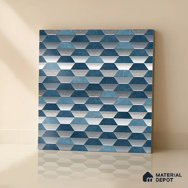 Geometric Wall & Floor Tile TL 07237 D Alpi 8002 GLM (Silver) 1 ft x 1 ft Ceramic Matte Finish - 9 mm  | 2 mm Spacer is Mandatory | Please Expect a Slight Variation of Pattern (Sample)